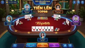 Giao diện bàn chơi Tiến lên miền Nam 3D sống động và chân thực tại Top88.