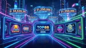 Sảnh game Nổ Hũ Top88 với hàng trăm biểu tượng game slot đa dạng chủ đề